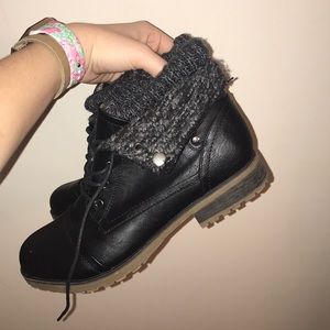 Black combat boots
